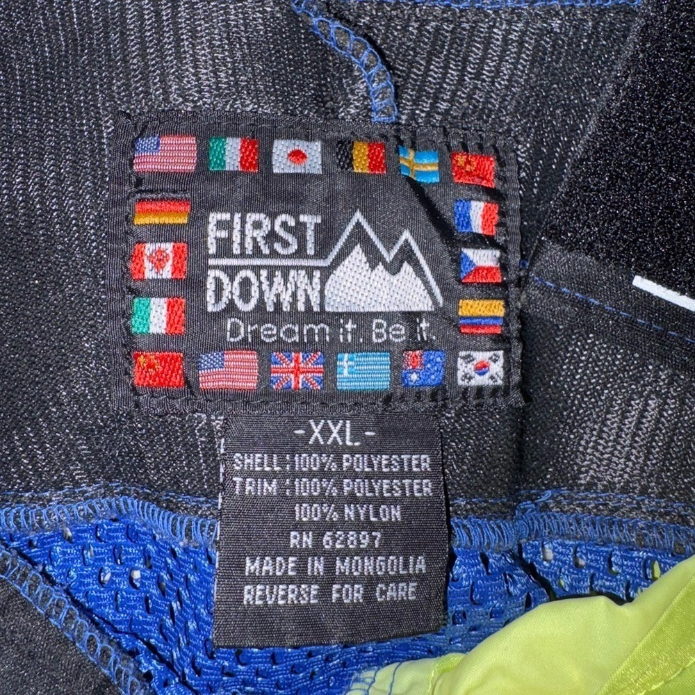 First Down Blue Mesh Pullover Jacket Black Neon T… - image 4